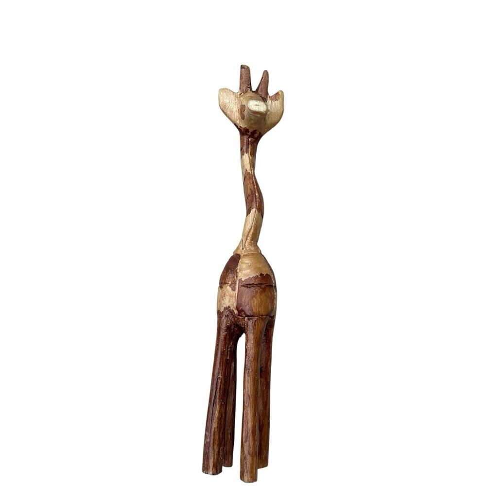 Carved Wood Giraffe Wooden figurine statue decor handmade unique natural teak